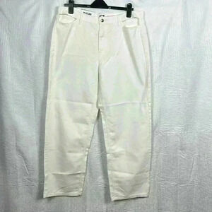 Future Collective Womens Jeans White 14 Mid-rise Straight Leg Cutout Detail NWT